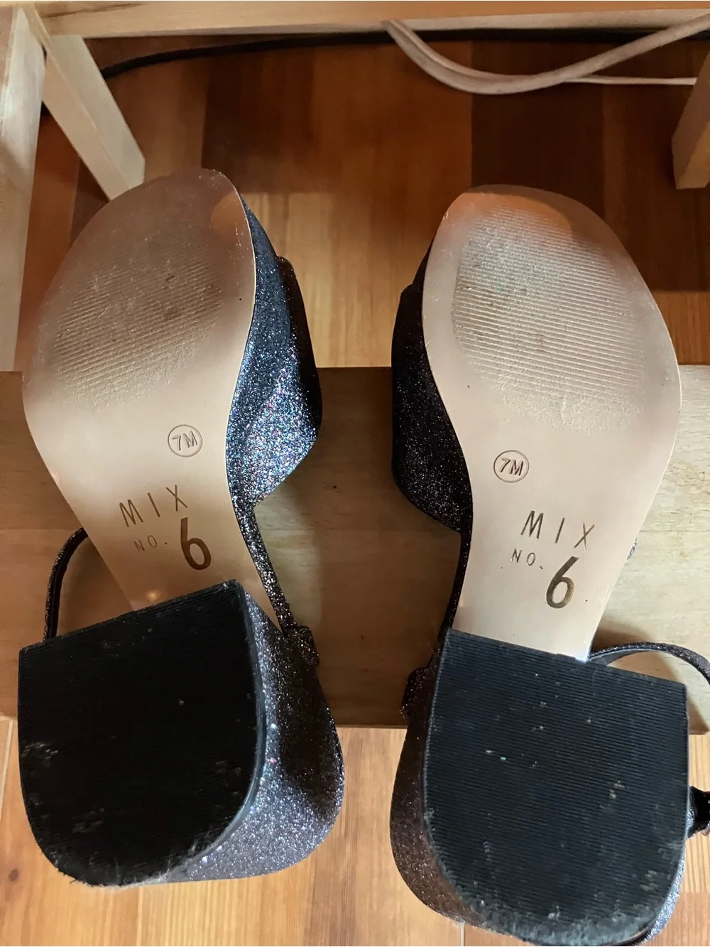 Mix No. 6 Glitter Platform Block Heels - Purple